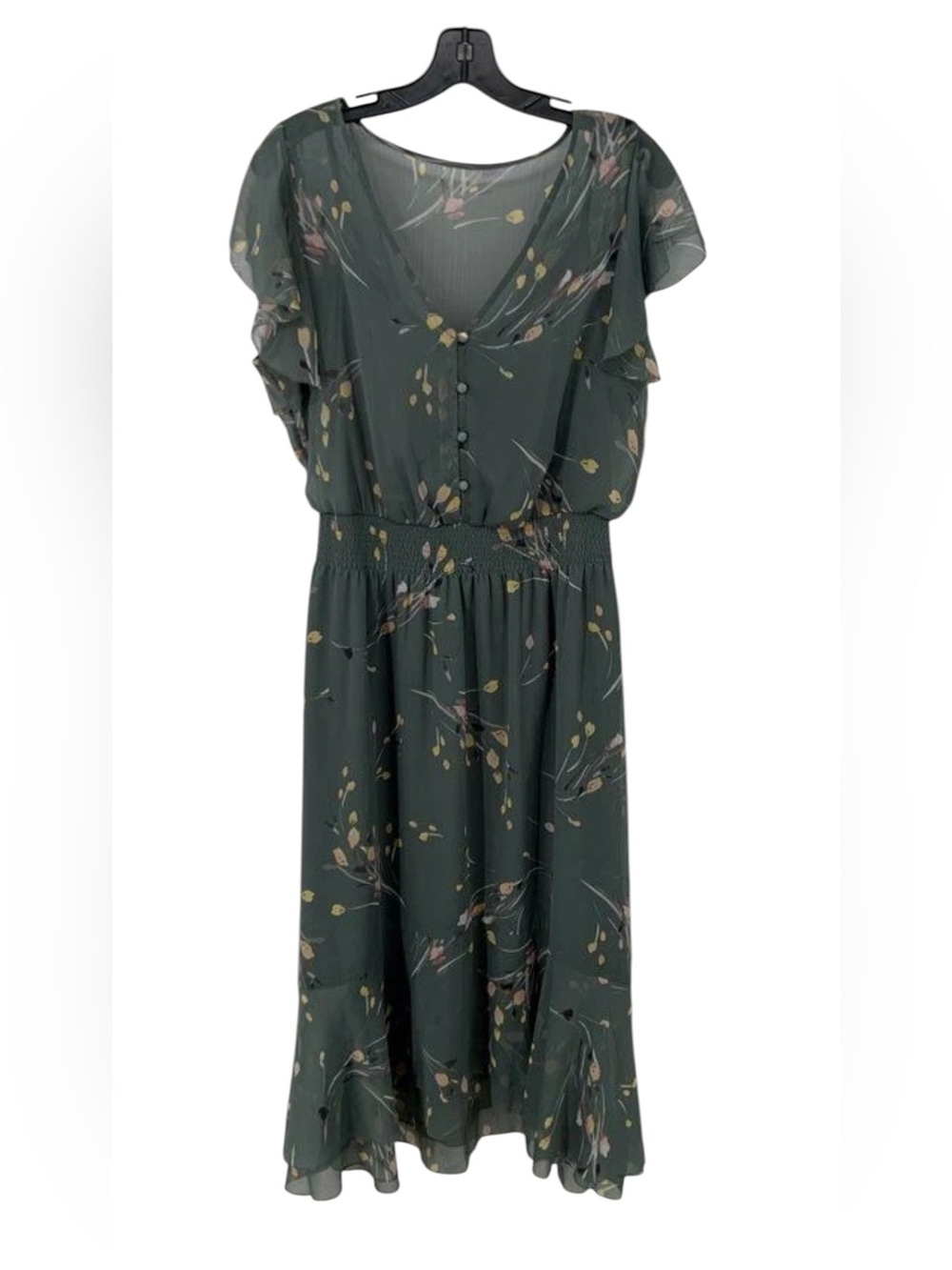 White House Black Market Green Floral Dress